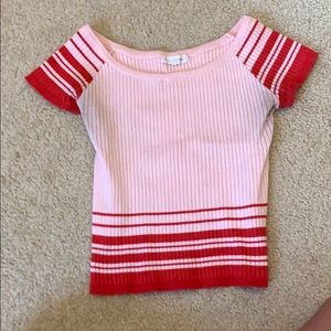 Pink and red ribbed crop top
